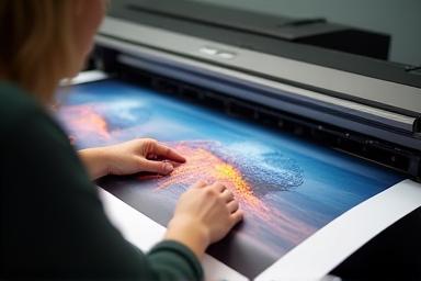Pessoa verificando uma foto impressa de alta qualidade